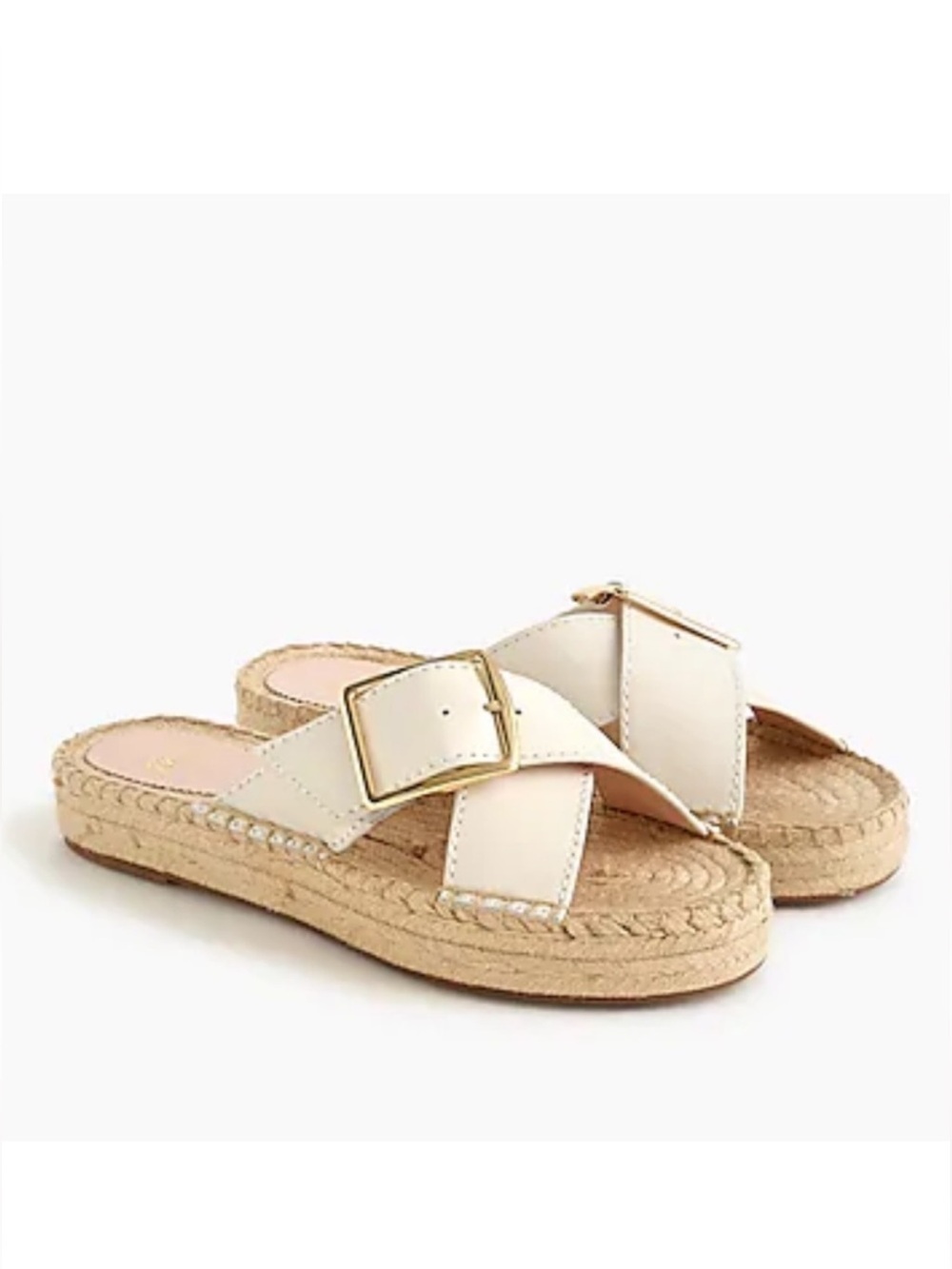 J Crew Thick Cross-Strap Leather Espadrilles